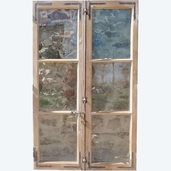 Antique Windows 19th Century Oak Door For Display Cabinet Kitchen Bookcase Doors