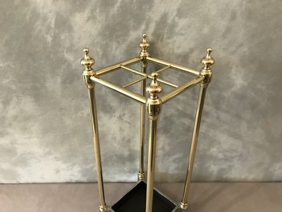 Porte parapluies ancien en laiton de forme carrée d'époque 19 ème 