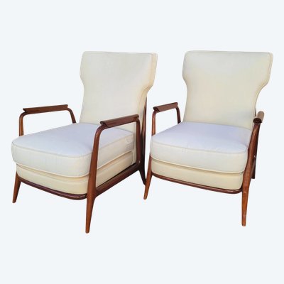 Pair of armchairs in the style of G Scapinelli, late 20th century