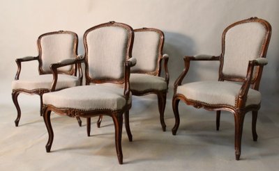 Ensemble de 4 fauteuils Cabriolet Louis XV