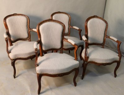Ensemble de 4 fauteuils Cabriolet Louis XV