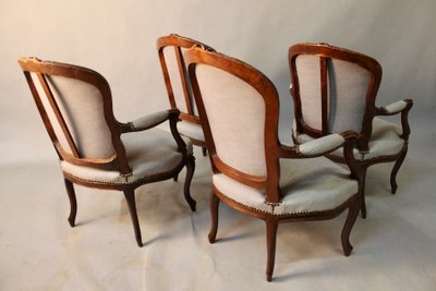 Ensemble de 4 fauteuils Cabriolet Louis XV