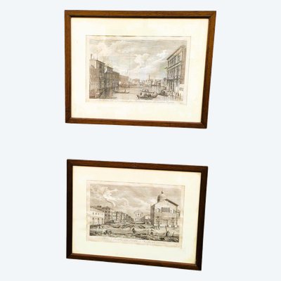 Views of Venice, pair of framed engravings, 19th century