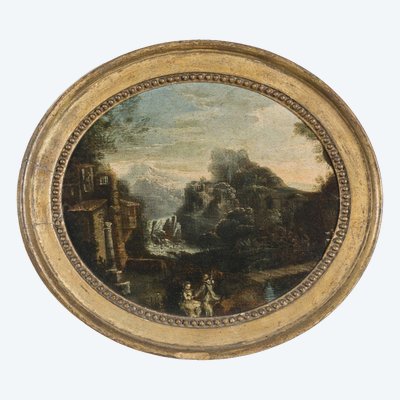 Anonymous 18th century, "Landscape with two figures"