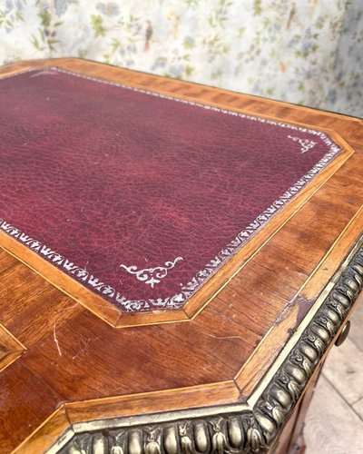 Scrivania d'epoca anni '30 – Legno pregiato, bronzo dorato e marmo