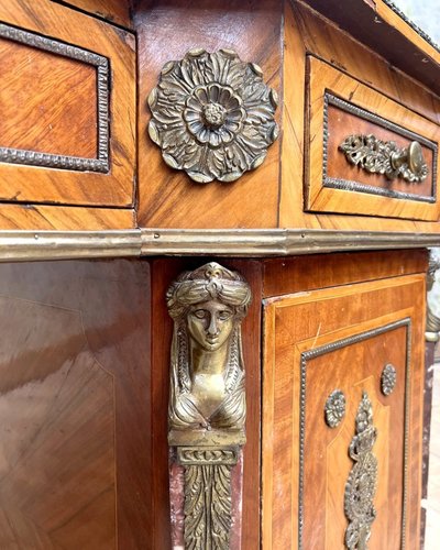 Scrivania d'epoca anni '30 – Legno pregiato, bronzo dorato e marmo