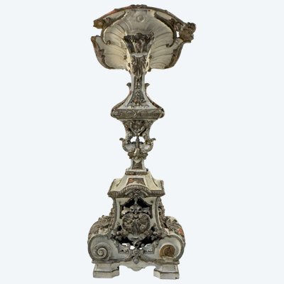 Lutrin en bois sculpté, laqué et doré, Italie, fin du XVIIIe siècle