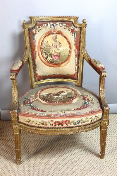 Coppia di poltrone Luigi XVI, XIX secolo