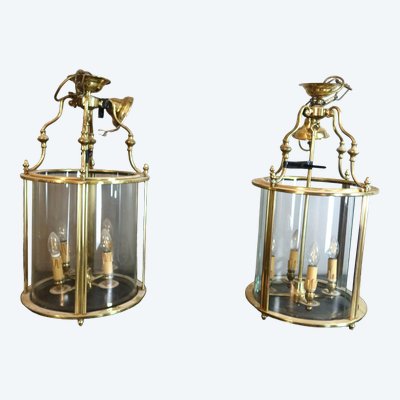 Pair of brass lanterns
