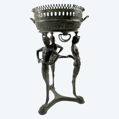 Pot de fleurs en bronze bruni, XIXe siècle