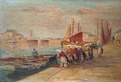 Pair of paintings, the port of Les Sables d’Olonne 1917
