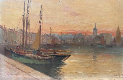 Pair of paintings, the port of Les Sables d’Olonne 1917