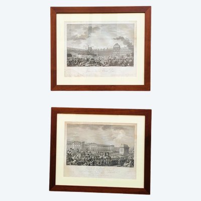 Pair of framed engravings, French Revolution, 18th/19th century