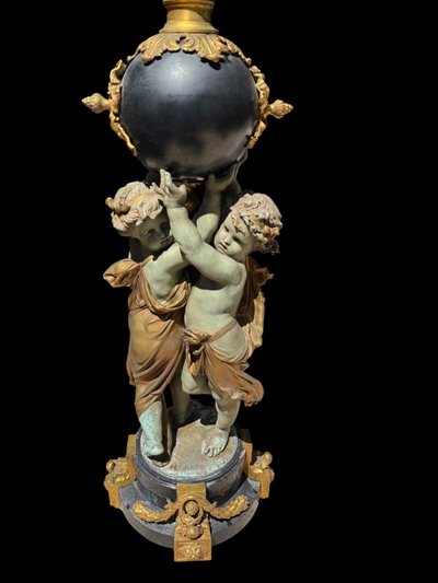 Floor lamp / Lamp with cherubs, Napoleon III period, By Albert-Ernest Carrier-Belleuse, H: 1.80m