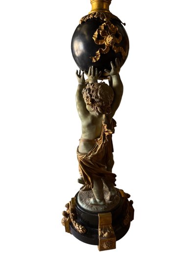 Floor lamp / Lamp with cherubs, Napoleon III period, By Albert-Ernest Carrier-Belleuse, H: 1.80m