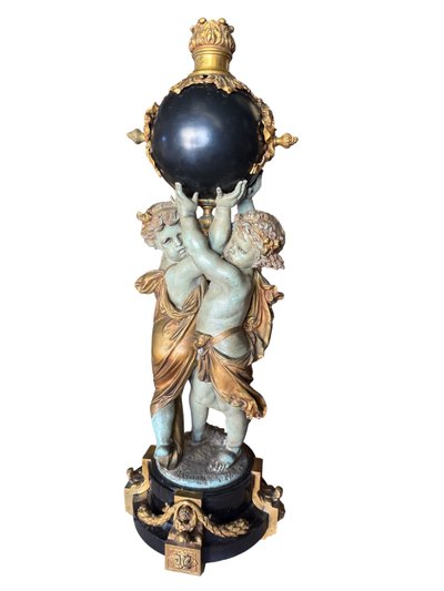 Floor lamp / Lamp with cherubs, Napoleon III period, By Albert-Ernest Carrier-Belleuse, H: 1.80m
