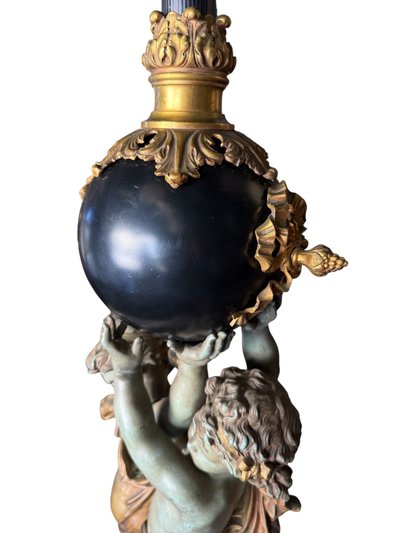 Floor lamp / Lamp with cherubs, Napoleon III period, By Albert-Ernest Carrier-Belleuse, H: 1.80m