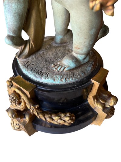Floor lamp / Lamp with cherubs, Napoleon III period, By Albert-Ernest Carrier-Belleuse, H: 1.80m