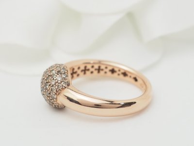 Anello Ball in oro rosa e diamanti color cognac