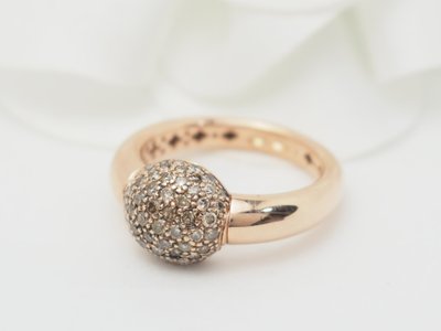 Anello Ball in oro rosa e diamanti color cognac