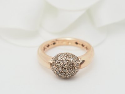 Anello Ball in oro rosa e diamanti color cognac