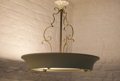 Art Deco Ceiling Chandelier in the Jean Perzel Style.