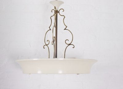 Art Deco Ceiling Chandelier in the Jean Perzel Style.