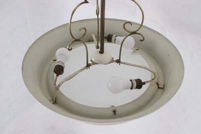 Art Deco Ceiling Chandelier in the Jean Perzel Style.