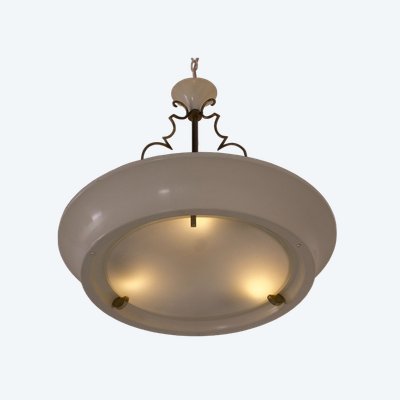 Art Deco Ceiling Chandelier in the Jean Perzel Style.