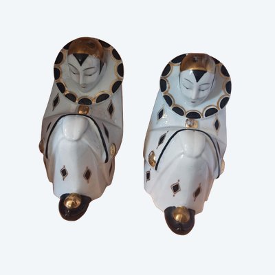 Pair of Pierrot bookends
