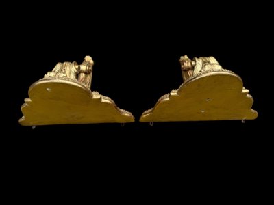 Coppia di consolle da parete in legno dorato del XIX secolo, periodo Napoleone III