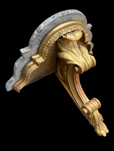 Coppia di consolle da parete in legno dorato del XIX secolo, periodo Napoleone III