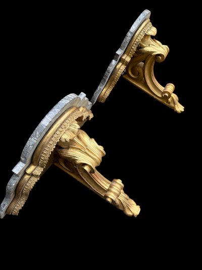 Coppia di consolle da parete in legno dorato del XIX secolo, periodo Napoleone III