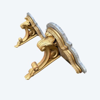 Coppia di consolle da parete in legno dorato del XIX secolo, periodo Napoleone III