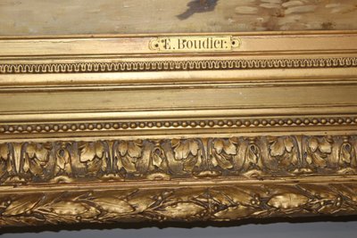 Öl auf Leinwand von Boudier, Bauernhof in den Vogesen, 19. Jahrhundert