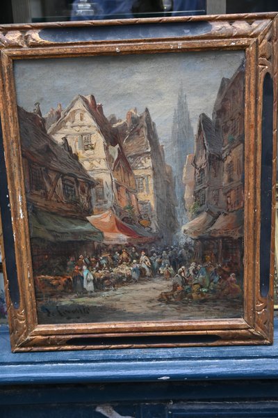Ansicht von Caen, Öl auf Leinwand, spätes 19. Jahrhundert