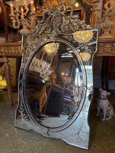 Venetian mirror / Venetian glass with parecloses, early 20th century