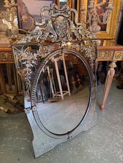 Venetian mirror / Venetian glass with parecloses, early 20th century