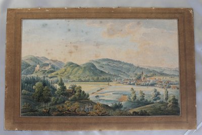 Aquarelle paysage de Bavière ou du Tyrol signée et datée Kofler 1904 Autriche Allemagne