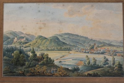 Aquarelle paysage de Bavière ou du Tyrol signée et datée Kofler 1904 Autriche Allemagne