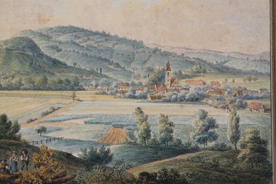 Aquarelle paysage de Bavière ou du Tyrol signée et datée Kofler 1904 Autriche Allemagne