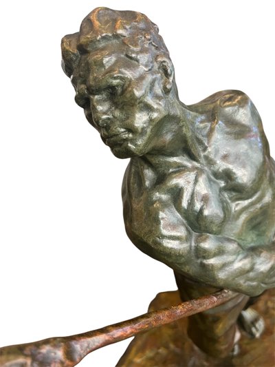 Importante scultura - bronzo - i trasportatori - V. Demanet - Belgio - XX secolo
