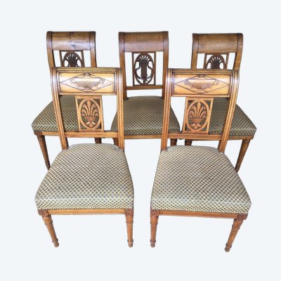 5 chairs (3+2) in the Directoire style