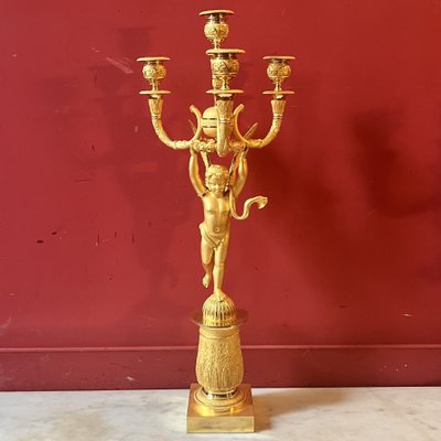 Pair of candelabra with Cupids, Charles X period