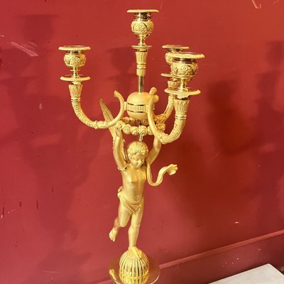 Pair of candelabra with Cupids, Charles X period