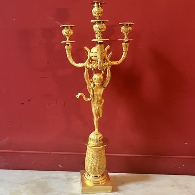 Pair of candelabra with Cupids, Charles X period