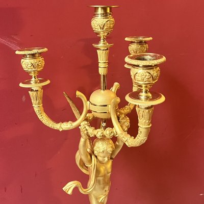 Pair of candelabra with Cupids, Charles X period