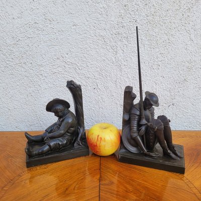 Janle / Max Le Verrier, Paire De Serre-livres Don Quichotte, Art Déco, XXème Siècle