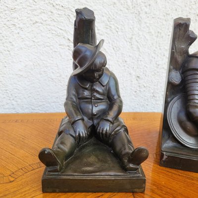Janle / Max Le Verrier, Paire De Serre-livres Don Quichotte, Art Déco, XXème Siècle
