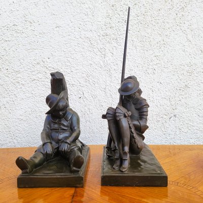 Janle / Max Le Verrier, Paire De Serre-livres Don Quichotte, Art Déco, XXème Siècle